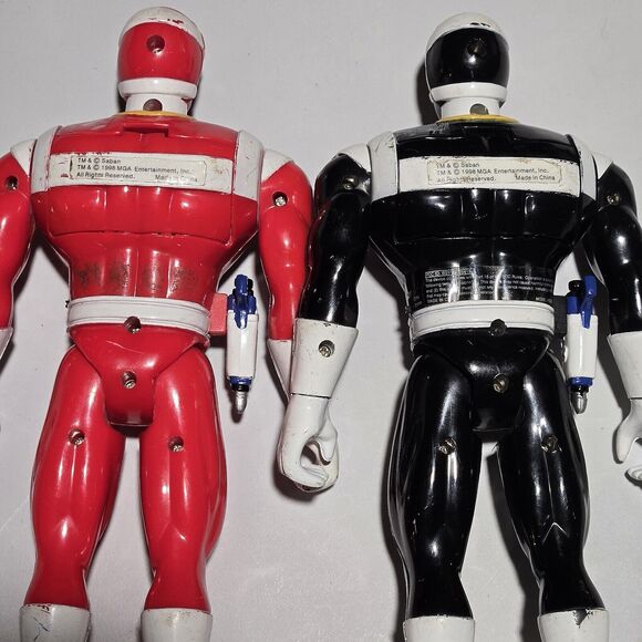 VTG 90s Power Rangers Walkie Talkies In Space Black Red 9.5" WORKING Saban 1998 - Picture 3 of 9